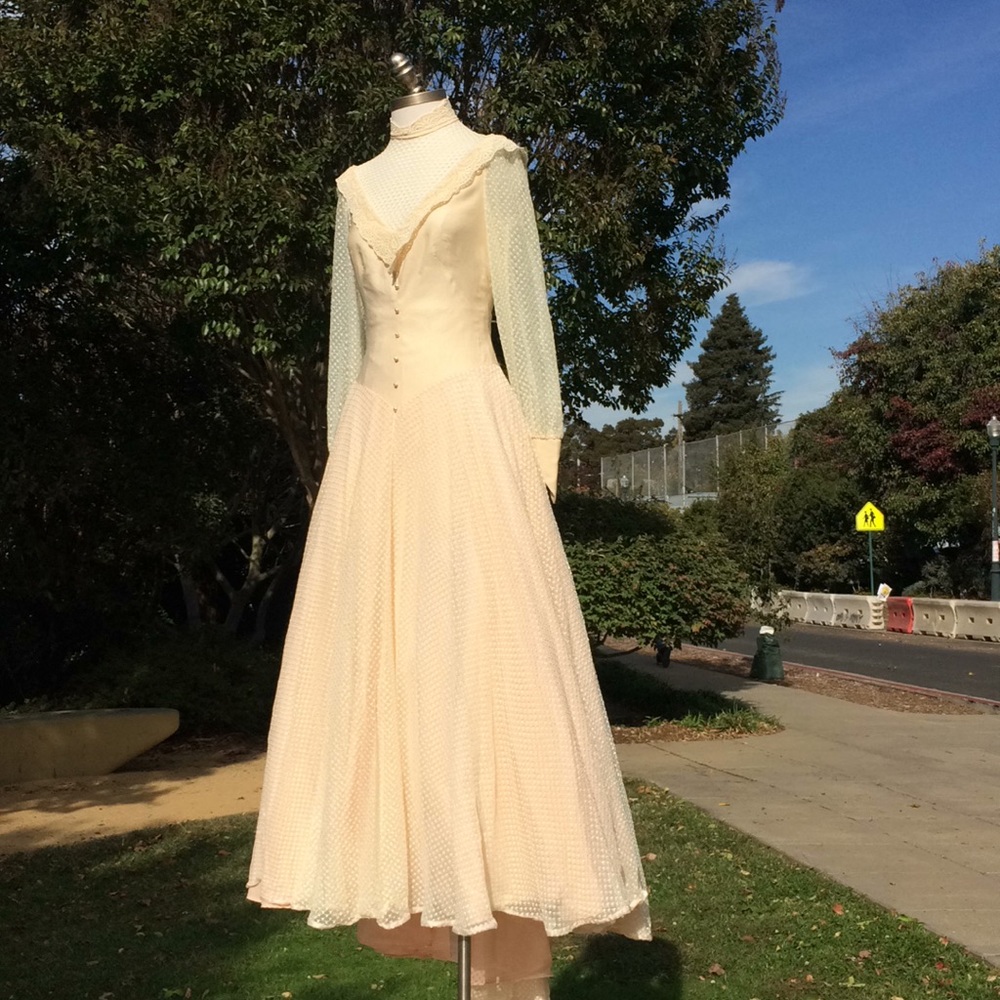 Vintage 1970’s Peaches & Cream Wedding Gown XS - Picture 5 of 16